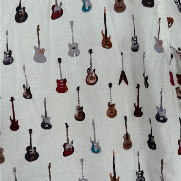 Nicole Miller White Shirt with Guitar Pattern - Picture 4 of 6